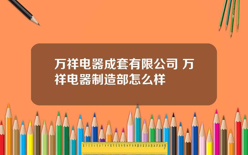 万祥电器成套有限公司 万祥电器制造部怎么样
